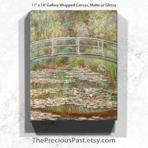 Monet Bridge, 11x14 Gallery Wrapped, Canvas Print, Monet Water Lilies Bridge, Water Lilies Monet, Monet Lilies, Water Bridge, Bridge Water