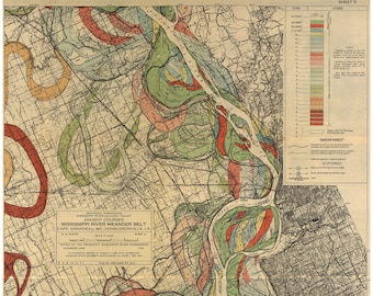 Mississippi River, Memphis Tennessee, Harold Fisk Maps, P22 Sheet 5, Mississippi River Meander Belt, Memphis Tennessee Map, Memphis Map, Art