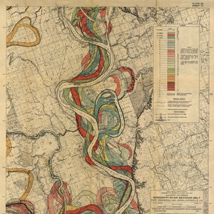 Mississippi River, Harold Fisk Maps, P22 Sheet 13, Mississippi River Meander Belt, Mississippi Meander Belt, Meander Belt, River Mississippi