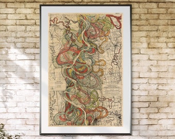 Mississippi River, Art Print, Arkansas River, Arkansas Mississippi, River Meander, Mississippi River Meander Belt, Fisk Map, Page 22 Sheet 8