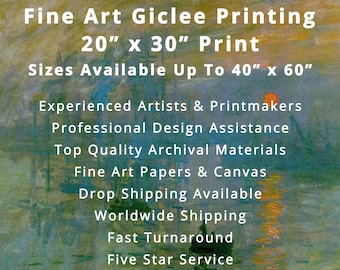 Giclee Printing Service, 20x30 Art Print, Print on Canvas, Canvas Wall Art, Fine Art Print, Giclee Printing, Giclee Wall Art, Artists Prints