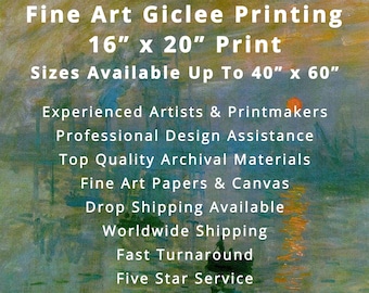 Giclee Printing Service, 16x20 Art Print, Print on Canvas, Canvas Wall Art, Fine Art Print, Giclee Printing, Giclee Wall Art, Artists Prints