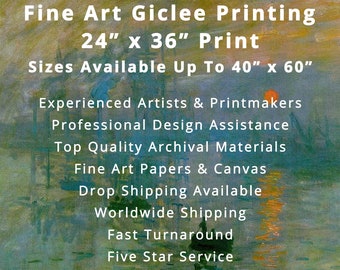 Giclee Printing Service, 24x36 Art Print, Print on Canvas, Canvas Wall Art, Fine Art Print, Giclee Printing, Giclee Wall Art, Artists Prints