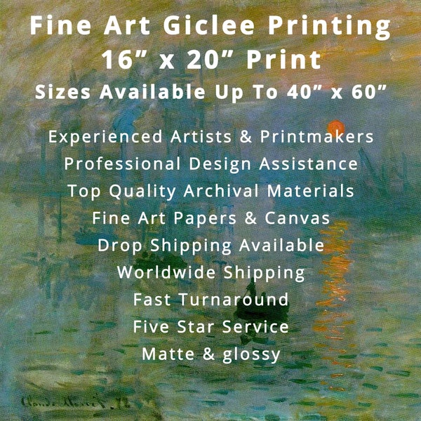 Giclee Printing Service, 16x20 Art Print, Print on Canvas, Canvas Wall Art, Fine Art Print, Giclee Printing, Giclee Wall Art, Artists Prints