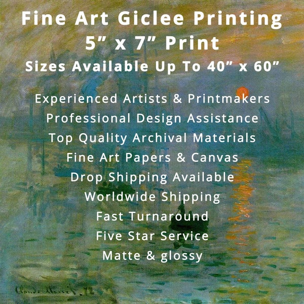 Giclee Printing Service, 5 x 7 Art Print, Print on Canvas, Canvas Wall Art, Fine Art Print, Giclee Printing, Giclee Wall Art, Artists Prints