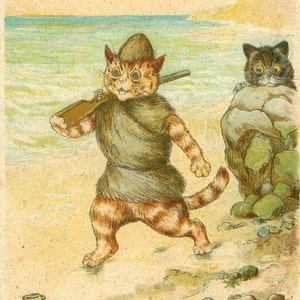 Robinson Crusoe, Cat Robinson, Crusoe Robinson, Art Robinson, Robinson Crusoe Art, Robinson Art, Cat Art, Louis Wain, Louis Wain Cat Art