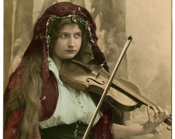 Gypsy Violin Print, Mignon Gypsy Girl, Bohemian, Violin, Boho Chic, Bohemian Decor, Dorm Decor, Gypsy Soul, Gypsy Decor, Bohemian Gypsy, Art