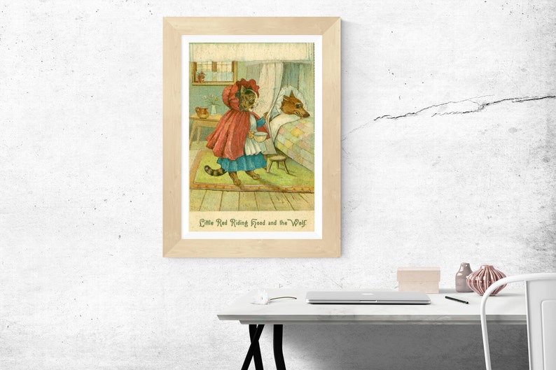 Cats 4 x 6/"-16 x 24/" Louis Wain Little Red Riding Hood Cat Art Print Cat Decor