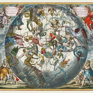 Southern Hemisphere, Celestial Map, Southern Hemisphere Map, Hemisphere Map, Southern Celestial Hemisphere, Andreas Cellarius, Constellation
