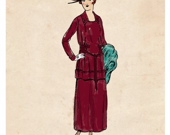 Art Deco Print, Flapper Art, Couture, Fashion Illustration, 1920s Dress, 20s Dress, Vintage Deco Print, Vintage Art, Vintage Illustration