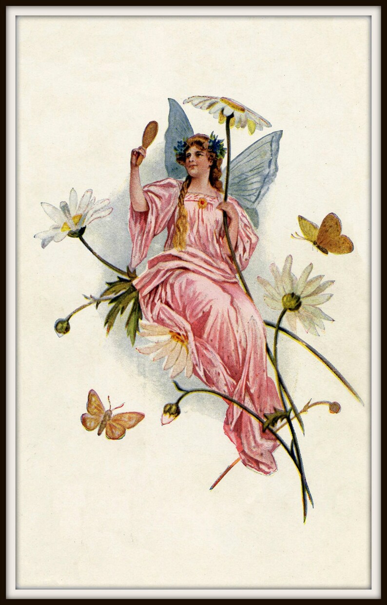 Fairy Drawings Vintage Drawings Vintage Fairy Fairy Pink Etsy