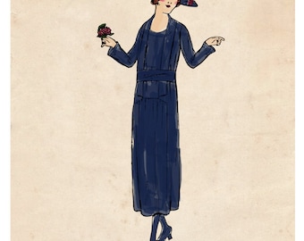Art Deco Print, Flapper Art, Couture, Fashion Illustration, 1920s Dress, 20s Dress, Vintage Deco Print, Vintage Art, Vintage Illustration