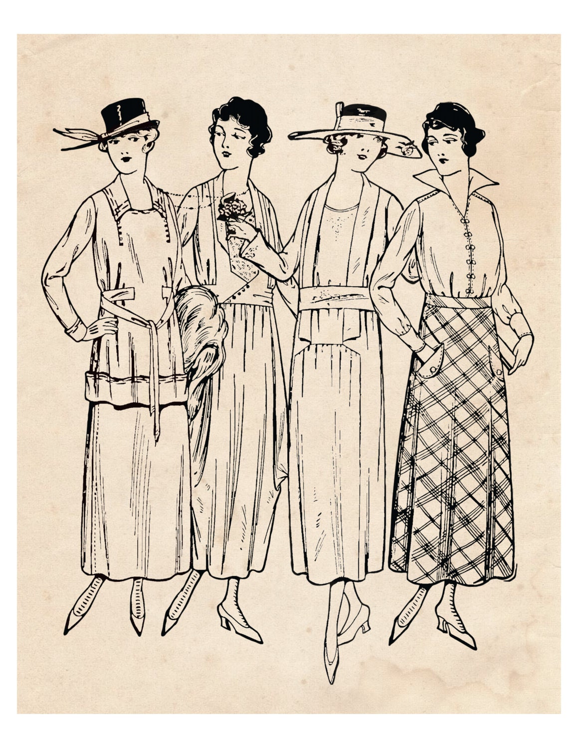 Vintage Illustration 1920s Dress Flapper Art Fashion Illustration 20s Dress Couture Vintage Art Art Deco Print Vintage Deco Print