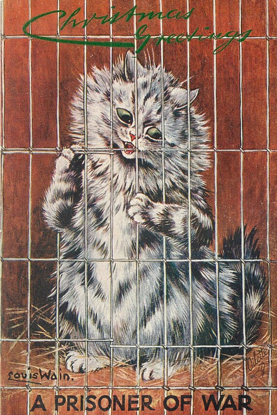 Cats 4 x 6/"-16 x 24/" Louis Wain Little Red Riding Hood Cat Art Print Cat Decor