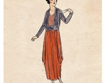 Art Deco Print, Flapper Art, Couture, Fashion Illustration, 1920s Dress, 20s Dress, Vintage Deco Print, Vintage Art, Vintage Illustration