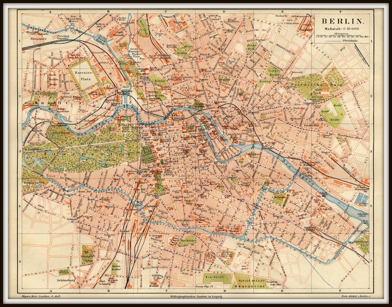 Berlin Map, Map Poster, Vintage Maps, Old Maps and Prints, Map Decor, Cartography, Old Map Art, City Map, Historic Map, Berlin Poster, Maps image 2