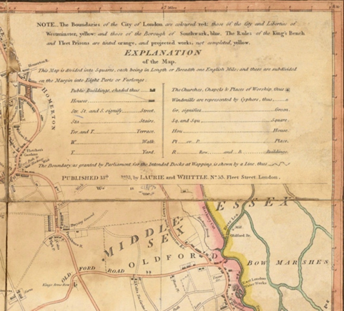 London Map Map London London 1813 London Map Print London Etsy