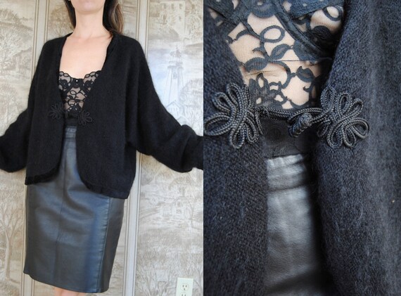 80s oversized batwing cardigan, vintage slouchy bl