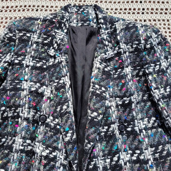 Vintage rainbow tweed mohair blazer in black and … - image 5