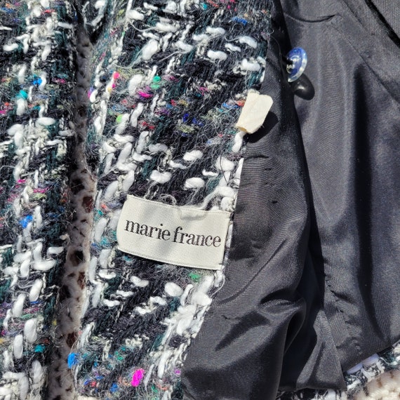 Vintage rainbow tweed mohair blazer in black and … - image 6