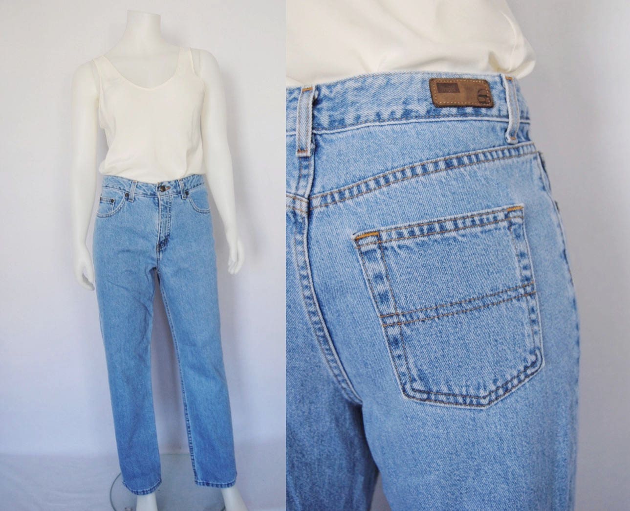 90s high waist jeans vintage straight leg jeans light denim | Etsy