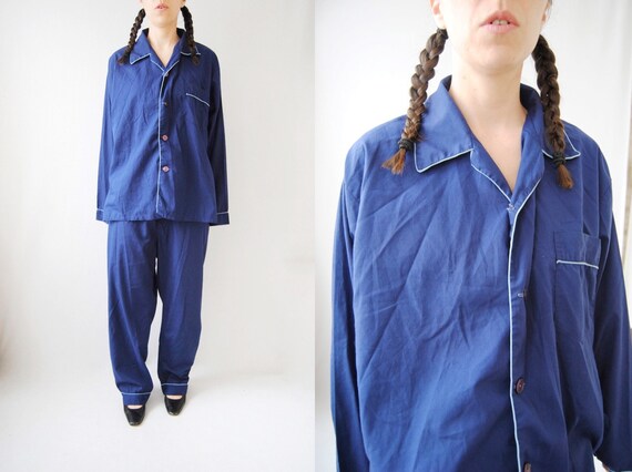 70s men's pyjamas, vintage cotton pyjamas -- pyjam