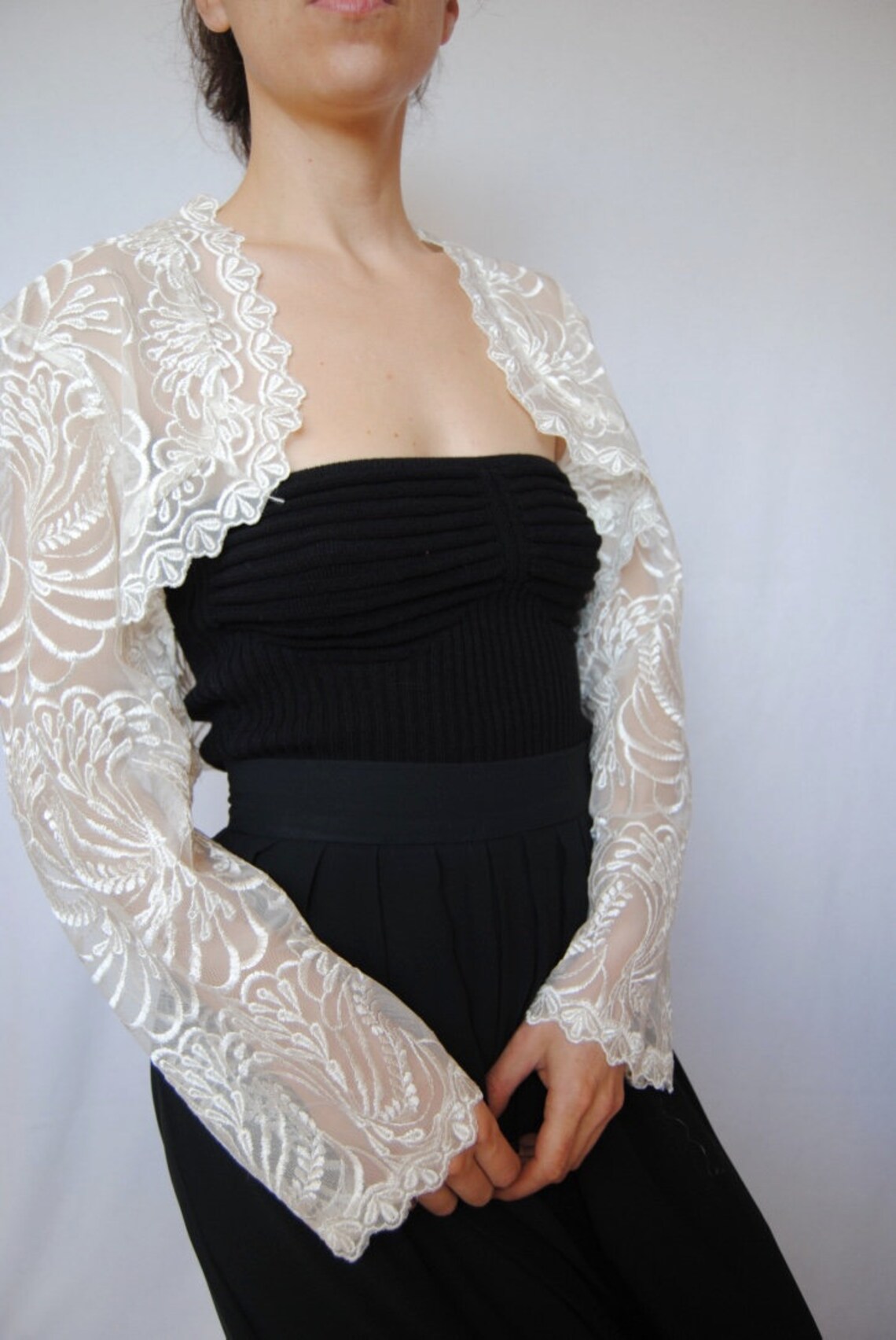 Vintage sheer shrug white lace shrug vintage white shrug Etsy