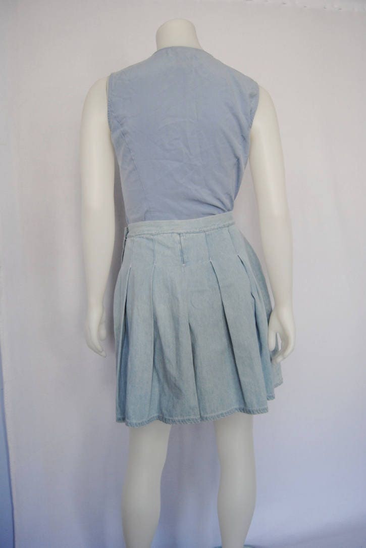 90s Light Denim Shorts Vintage Pleated Jean Shorts Womens | Etsy