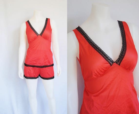 70s two piece sleep set, vintage sleep shorts and