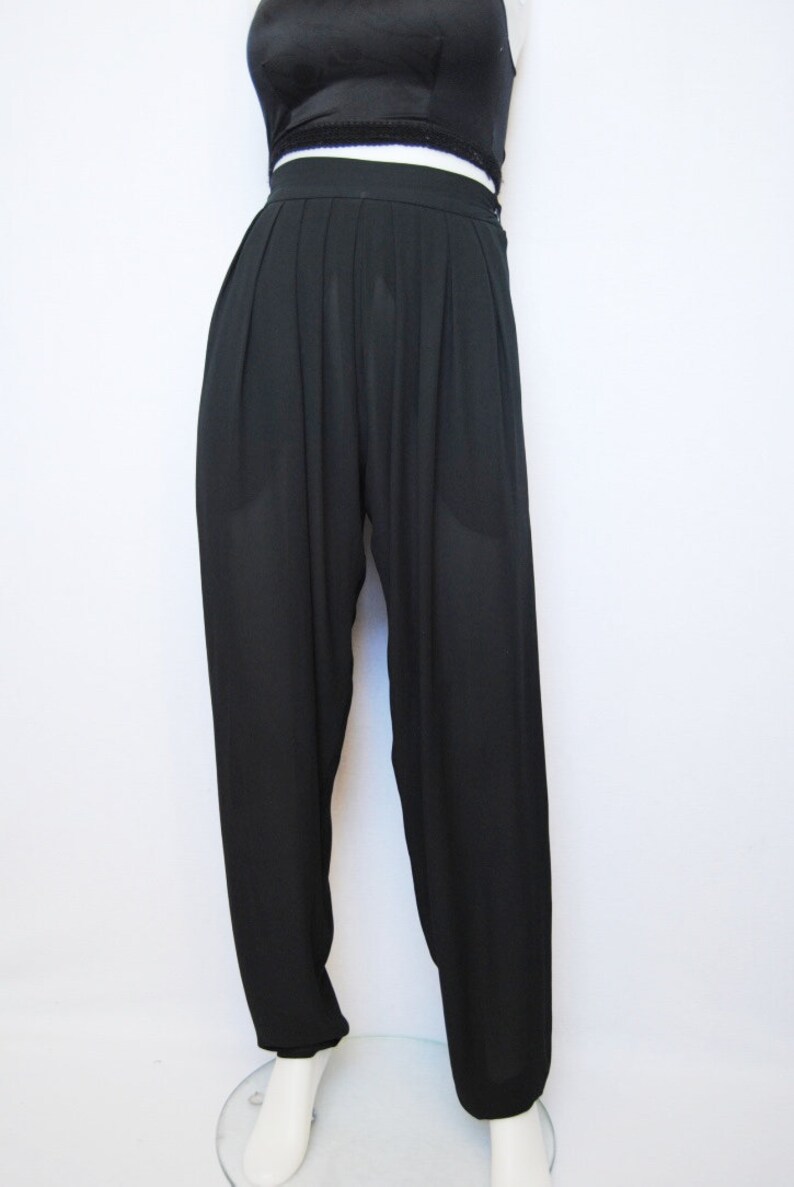 Vintage sheer black harem pants vintage draped pants high | Etsy