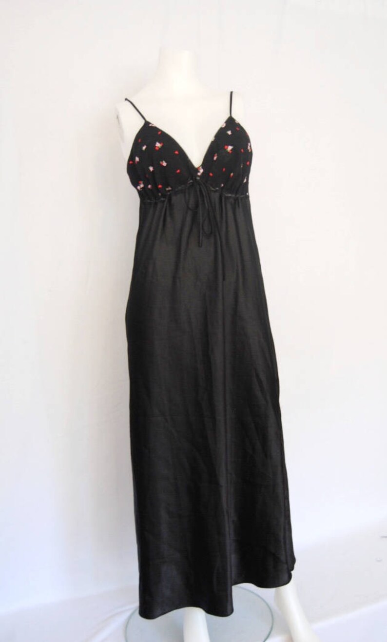 black satin slip dress long