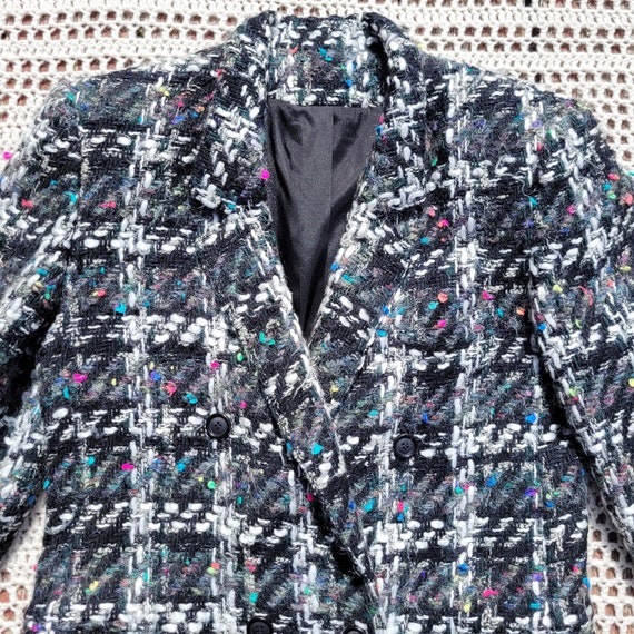 Vintage rainbow tweed mohair blazer in black and … - image 1