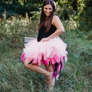 Pink Flamingo Tutu - Adult Feather Tutu - Hen Party Tutu - Puffy Adult Tutu with Feathers - Huge Bright Feathered Tutu Skirt