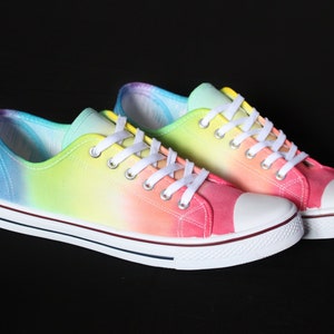 Tie Dye Shoes - Summer Canvas Plimsoll Shoes - Rainbow Bright Colours - LGBT Shoes
