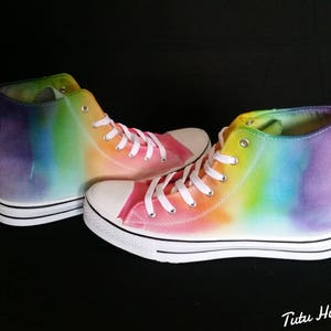 LGBT Pride Hightops Rainbow Dyed Shoes Tie Dyed Plimsolls LGBT Plimsoles image 5