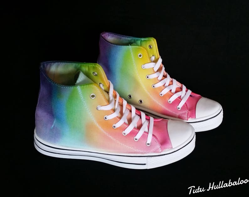 LGBT Pride Hightops Rainbow Dyed Shoes Tie Dyed Plimsolls LGBT Plimsoles image 4