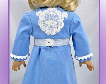 Doll Frock Coat Set: Blue Princess Costume, Jumpsuit & Boots - Fits 18" Dolls