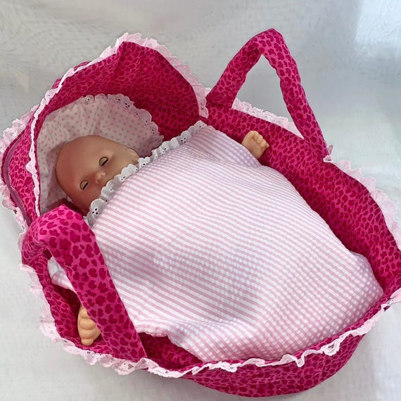 PINK Spotted Baby Doll CARRIER SET Doll Pillow and Doll Blanket Fits American Girl s 15 Inch Bitty Baby and Others Etsy