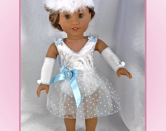 Winter Wonder Doll Costume: Leotard, Tutu, Fur Headpiece - Fits 18" Dolls