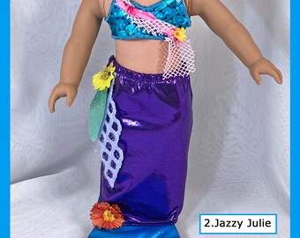 Mermaid Outfit for 18-inch Dolls: Top & Tail with Accessories