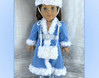 18" Doll Outfit - Fur-trimmed Historical Coat with Winter Muff & Boots