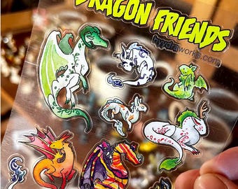 Hoja de pegatinas transparentes de Dragon Friends