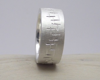Banding "Carré" Silber 925, massiver Ring mit geschmiedeter Textur, Männer, Herrenring, unisex