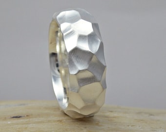 Zilveren ring "Climber", hoekige, massieve ring gemaakt van sterling zilver