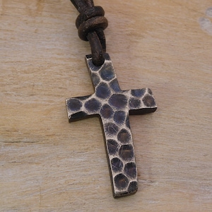 Blackened silver cross &quot;Vinzenz&quot;, silver cross with leather strap, cool gift for confirmation, communion, confirmation