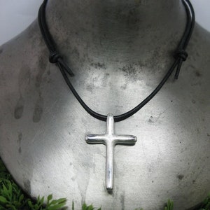 Silberkreuz Franziskus mit Lederband, großes Kreuz in Silber, Geschenk Konfirmtion / Firmung Bild 3