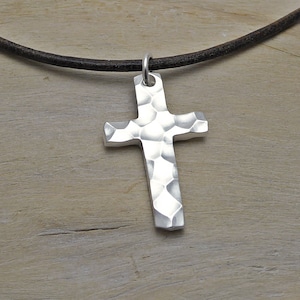 Silver cross &quot;Jacob&quot; with leather strap, gift for confirmation, communion, confirmation, cool, angular cross in silver
