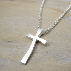 silver cross pendant Consuelo on leather cord image 6