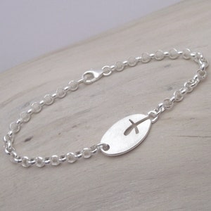 Zilveren armband &quot;Feli&quot;, bijzondere armband met kruis voor communie, vormsel, vormsel of doop