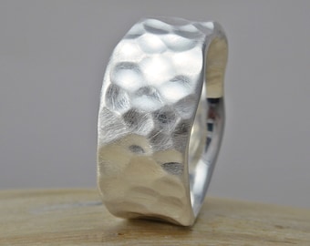 Silver ring "Ebbe", wide ring in wave shape, organic shape